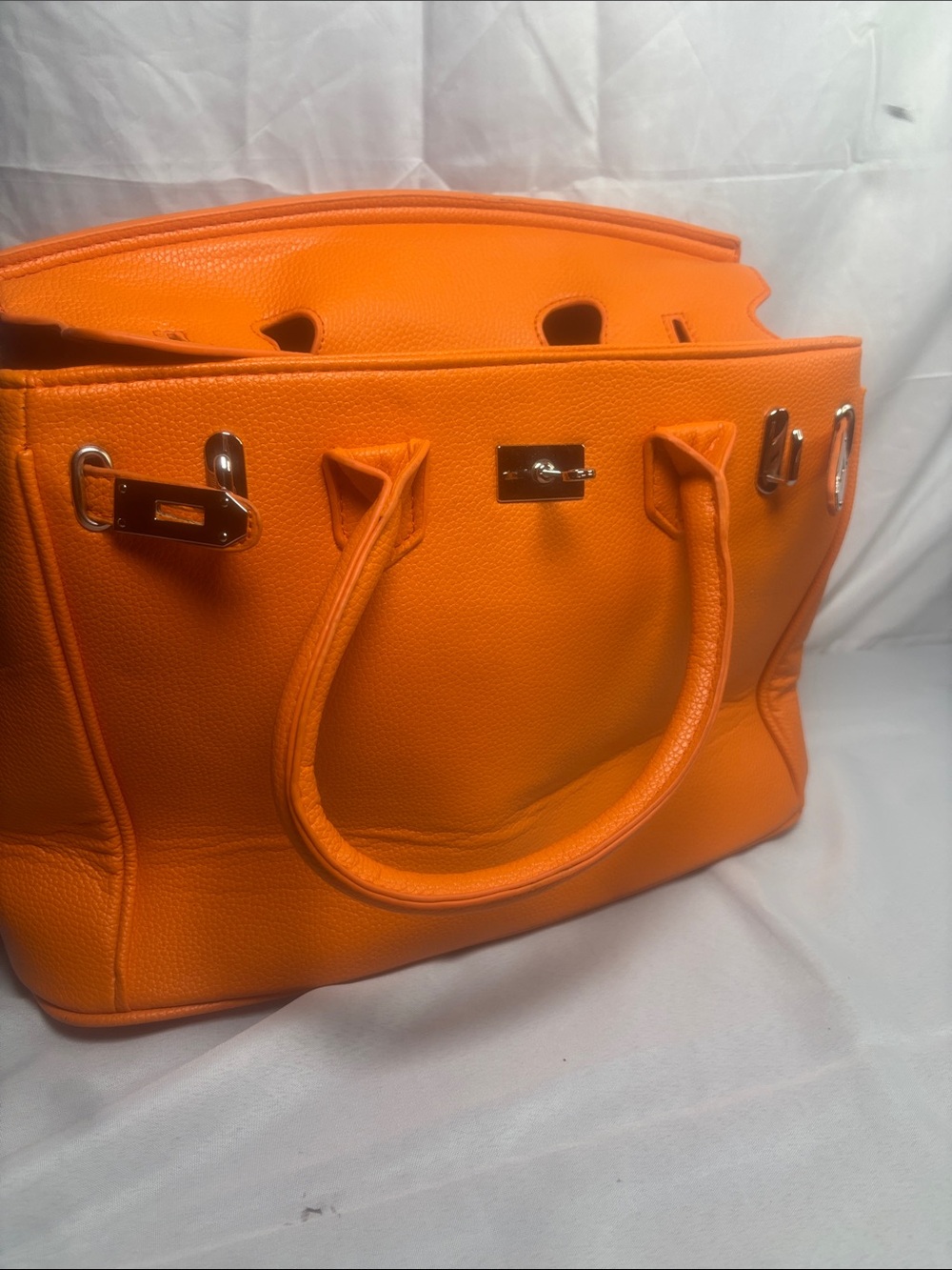 Classic Structured Orange Tote Bag - Women's Handbag